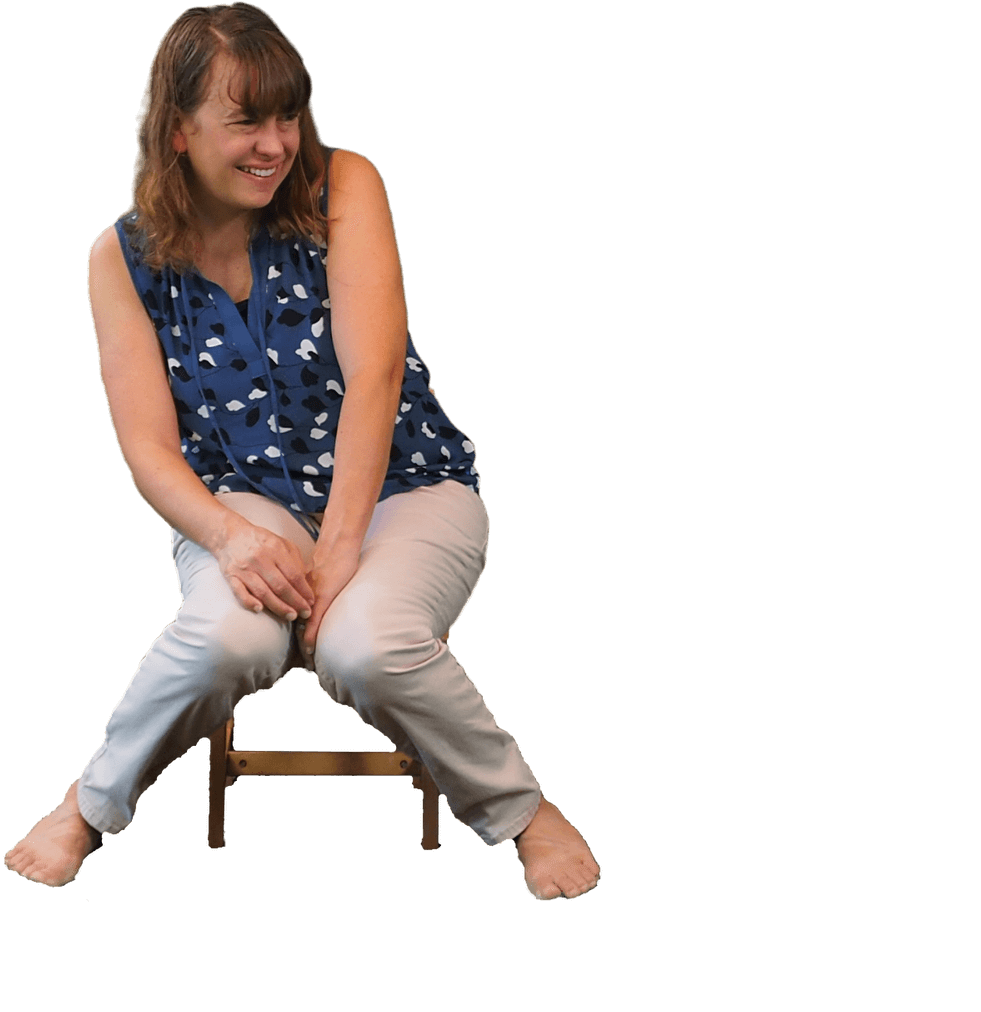 Becca at small table